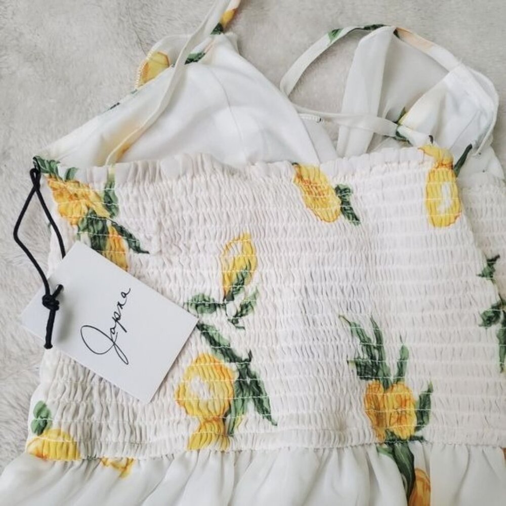 Japna Womens mini dress size medium lemons printed wrap adjustable straps nwt - Picture 13 of 13